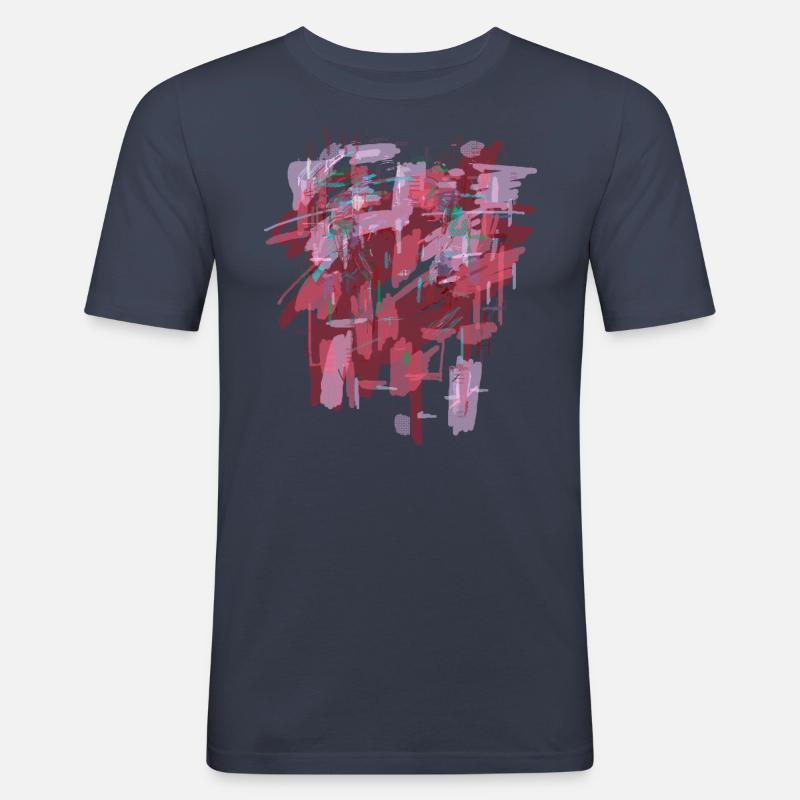 Roter Hintergrund - Männer Slim Fit T-Shirt - Navy
