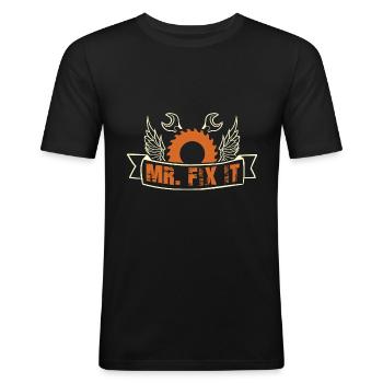 Il peut tout réparer, papa de la fête des pères peut tout réparer - T-shirt près du corps Homme - noir - Devant - Nik (191cm)
