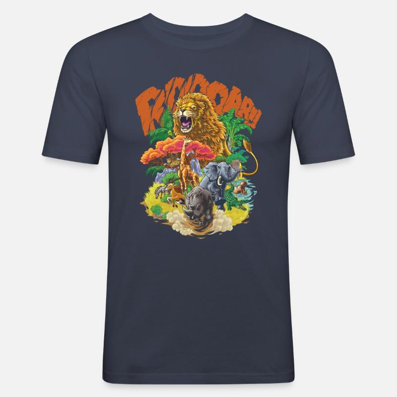 Tiere der Savanne #2 - Männer Slim Fit T-Shirt - Navy