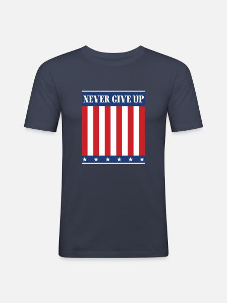 Never give up - Men's Slim Fit T-Shirt - navy