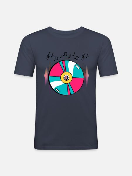 CD mit Musiknoten T-Shirt - Männer Slim Fit T-Shirt - Navy