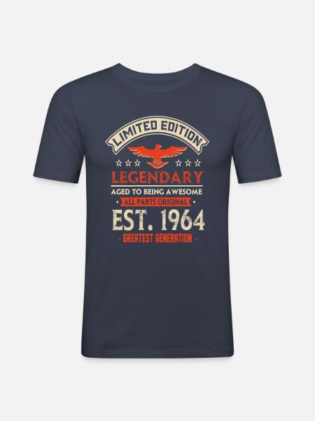 Édition limitée Legendary Est 1964 - T-shirt près du corps Homme - bleu marine