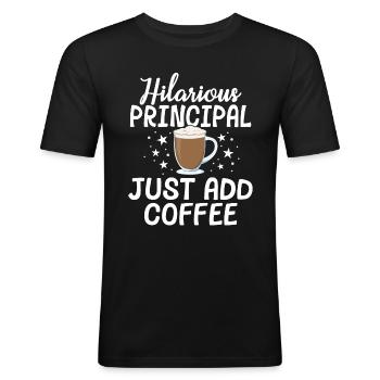 Hilarious Principal Addieren Sie einfach Kaffeeschule - Männer Slim Fit T-Shirt - Schwarz - Vorne - Nik (191cm)