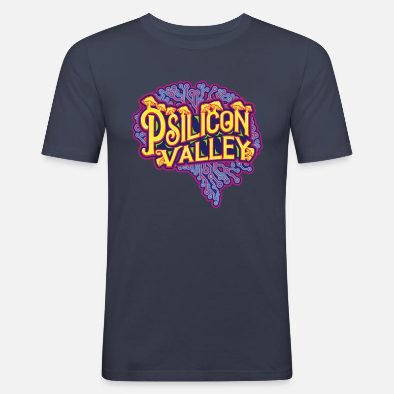 Microdosing Mushroom Psilocybin Silikon - Männer Slim Fit T-Shirt - Navy