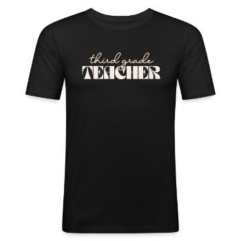 Retro 3rd Grade Teacher Vintage Dritte Klasse - Männer Slim Fit T-Shirt - Schwarz - Vorne - Nik (191cm)
