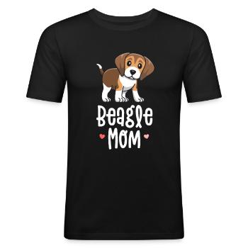 Beagle Maman Chien Mama Chemises Pour Femmes Cadeau Pour - T-shirt près du corps Homme - noir - Devant - Nik (191cm)