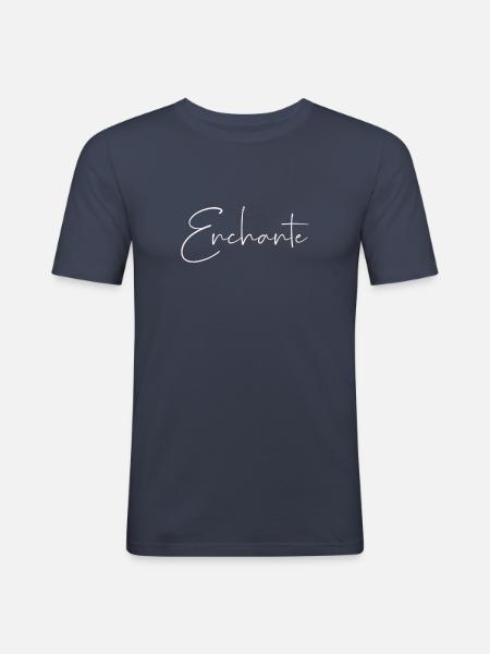 Echante lettering white cursive - Men's Slim Fit T-Shirt - navy