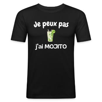 Je peux pas j'ai mojito - T-shirt près du corps Homme - noir - Devant - Nik (191cm)