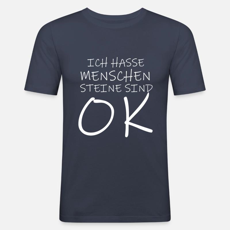 Ich hasse Menschen - Männer Slim Fit T-Shirt - Navy