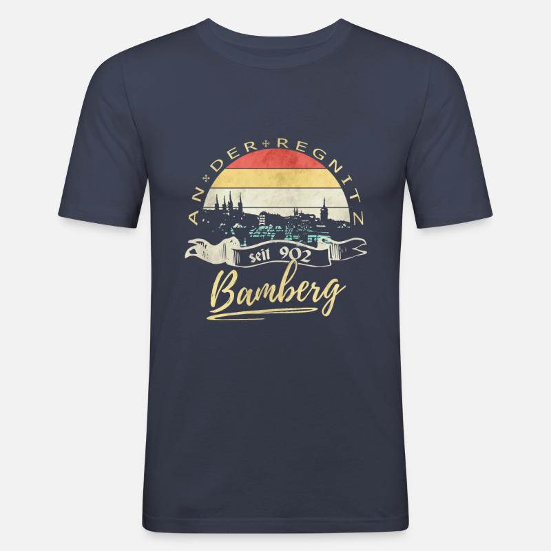 Bamberg an der Regnitz - Männer Slim Fit T-Shirt - Navy