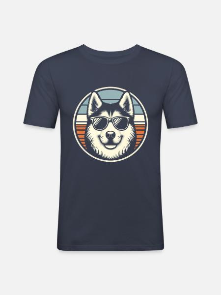 Husky Hund - Männer Slim Fit T-Shirt - Navy