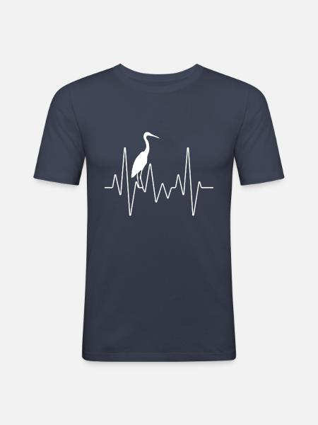 Elektrokardiogramm Herzfrequenz-Storch - Männer Slim Fit T-Shirt - Navy