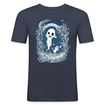 Small evening spook - Men's Slim Fit T-Shirt - navy - Front - Nik (191cm)