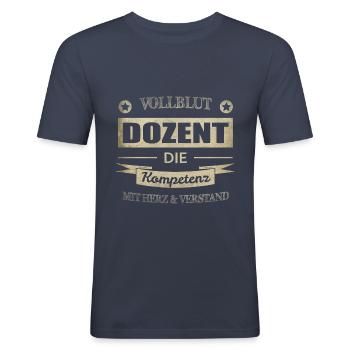 Dozent Spruch - Männer Slim Fit T-Shirt - Navy - Vorne - Nik (191cm)