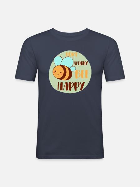 Don`t worry Bee Happy - Männer Slim Fit T-Shirt - Navy