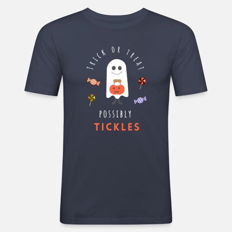 Süßigkeiten oder Streiche, evtl. Kitzeln - Männer Slim Fit T-Shirt - Navy