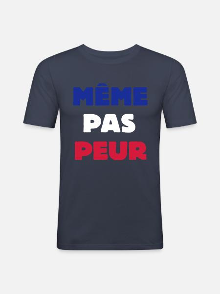 Même pas Peur - T-shirt près du corps Homme - bleu marine