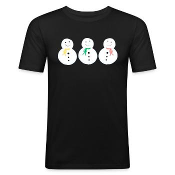 Drei Schnee-Geschwister - Männer Slim Fit T-Shirt - Schwarz - Vorne - Nik (191cm)