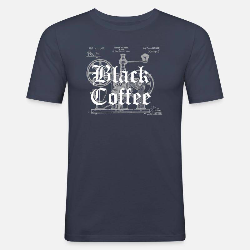 schwarzer Kaffee - Männer Slim Fit T-Shirt - Navy