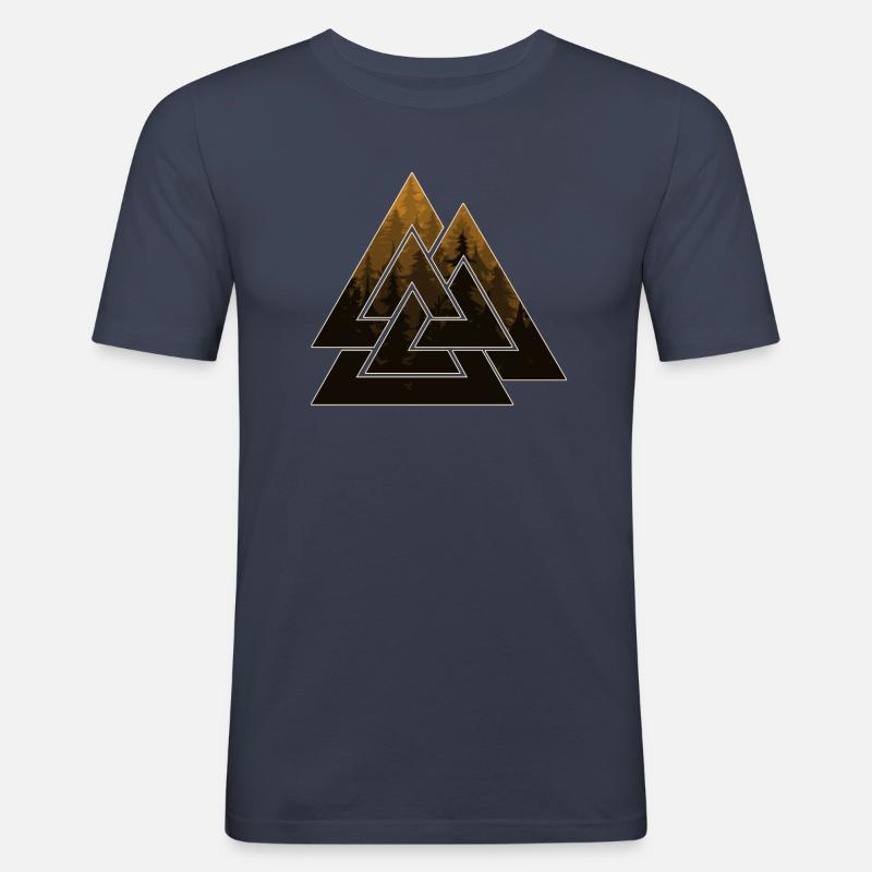 valknut tattoo wikinger - Männer Slim Fit T-Shirt - Navy