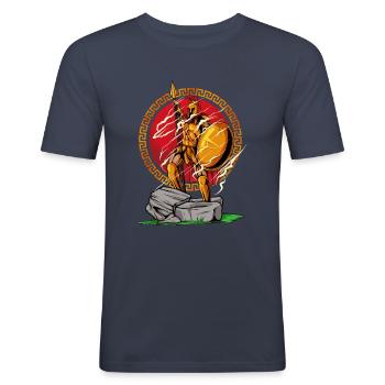 Victorious Spartan warrior - heroic pose - Men's Slim Fit T-Shirt - navy - Front - Nik (191cm)