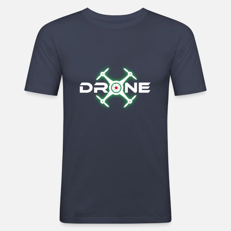 Drone Pilot Glow Effect - Männer Slim Fit T-Shirt - Navy