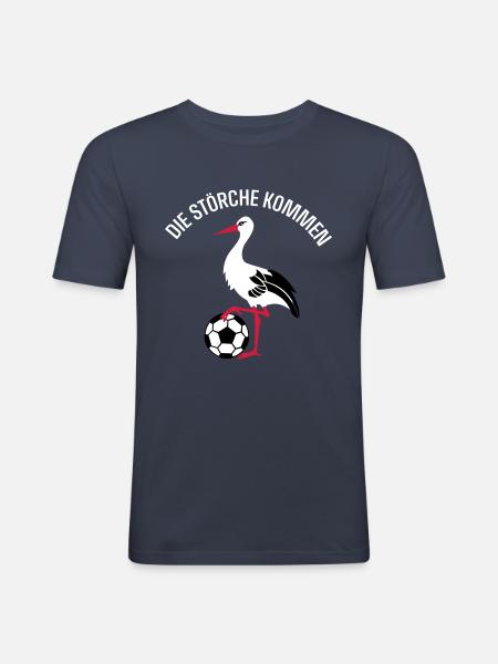 Fußball Storch - Männer Slim Fit T-Shirt - Navy