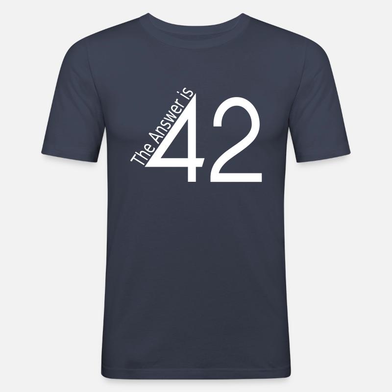the answer is 42 - Männer Slim Fit T-Shirt - Navy