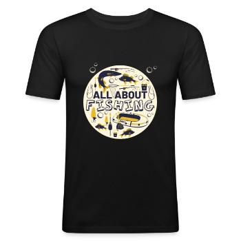 All about fishing - Men's Slim Fit T-Shirt - black - Front - Nik (191cm)