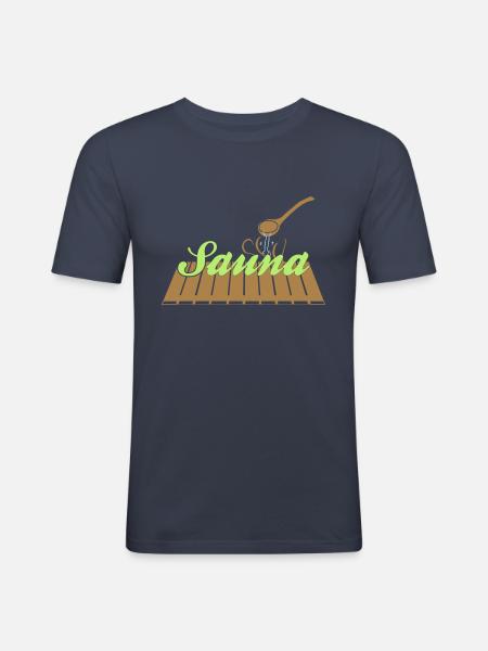 Saunabank - Männer Slim Fit T-Shirt - Navy