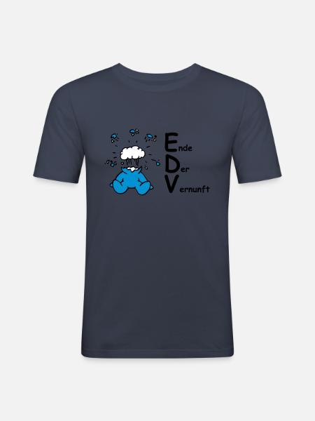 EDV: Ende Der Vernunft! - Männer Slim Fit T-Shirt - Navy