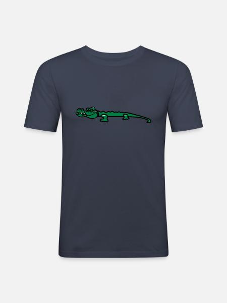 Krokodil lustig - Männer Slim Fit T-Shirt - Navy