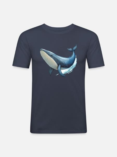 Wal im Wasser - Männer Slim Fit T-Shirt - Navy