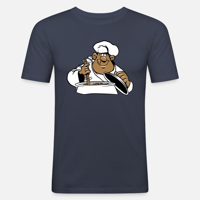 kochen koch comic witzig - Männer Slim Fit T-Shirt - Navy