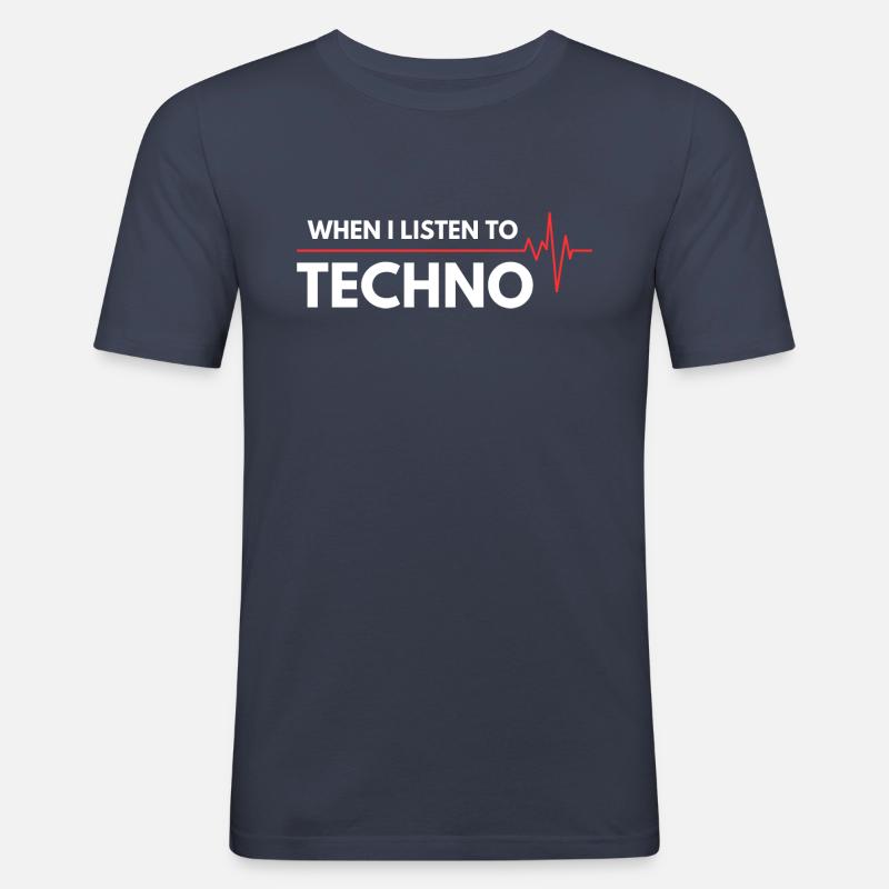 Wenn ich TECHNO höre - Männer Slim Fit T-Shirt - Navy