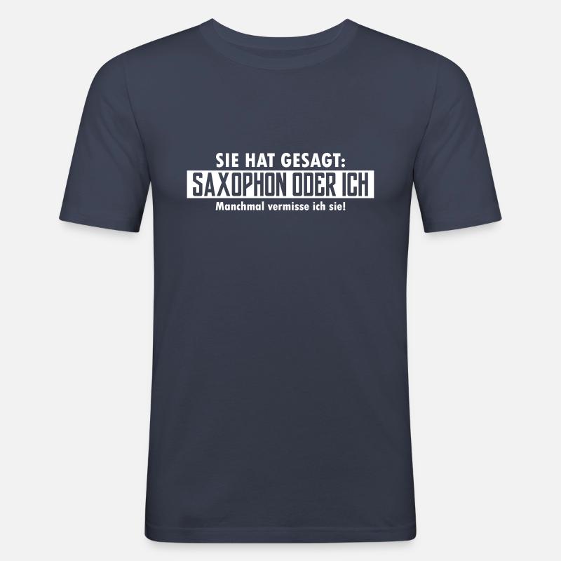saxophon oder ich - Männer Slim Fit T-Shirt - Navy