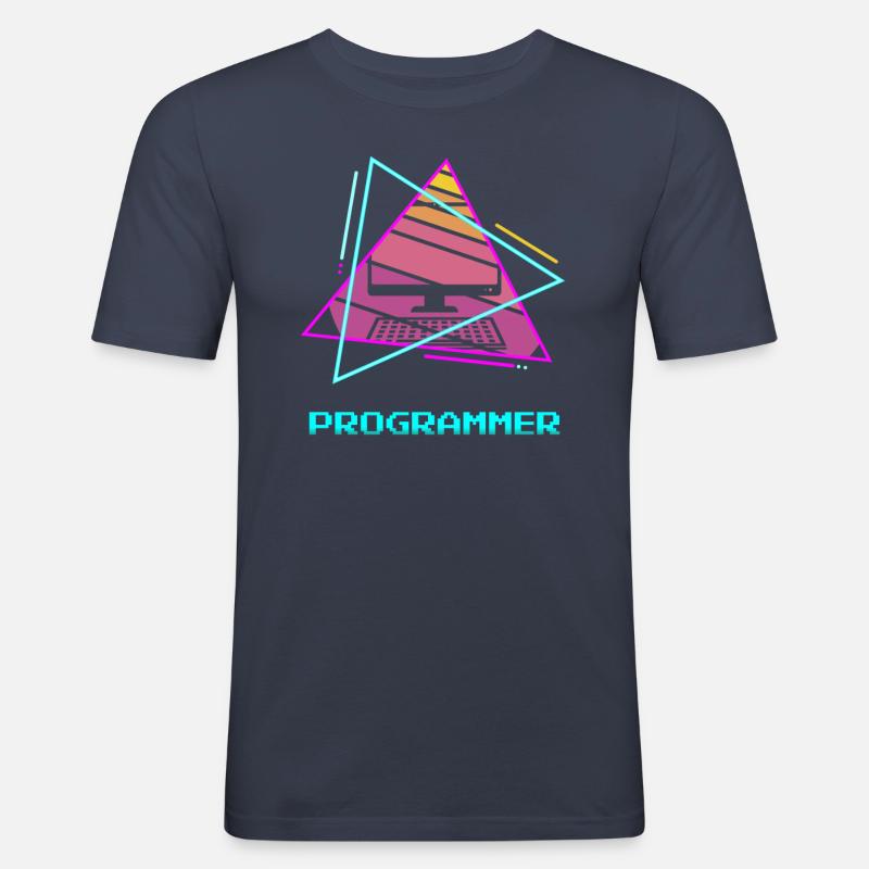 Retro Programmer Computer Programming - Men's Slim Fit T-Shirt - navy