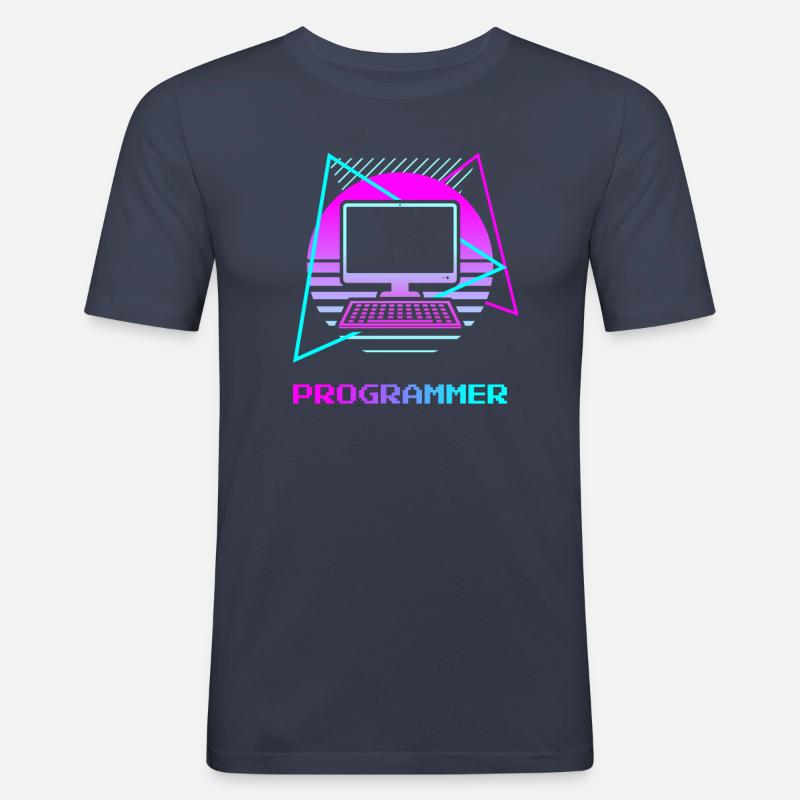 Retro Programmer Computer Programming - Männer Slim Fit T-Shirt - Navy
