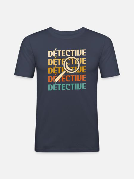 Retro Détective Enquêteur - T-shirt près du corps Homme - bleu marine