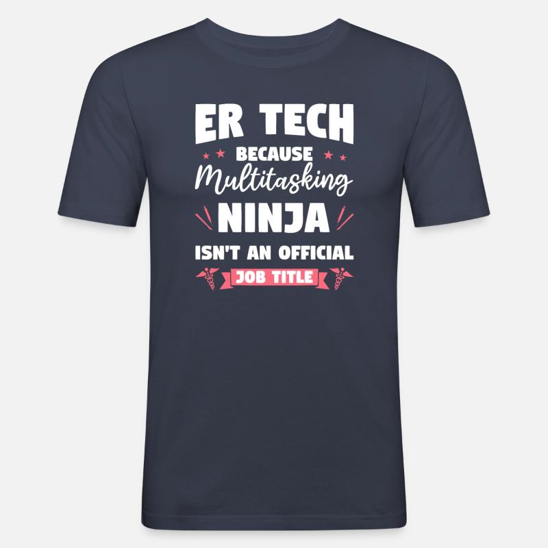 ER-Tech, weil Multitasking-Ninja kein - Männer Slim Fit T-Shirt - Navy
