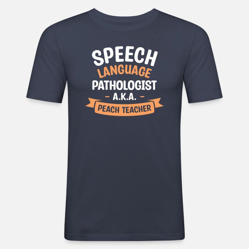 Logopäde alias Pfirsichlehrer - Männer Slim Fit T-Shirt - Navy