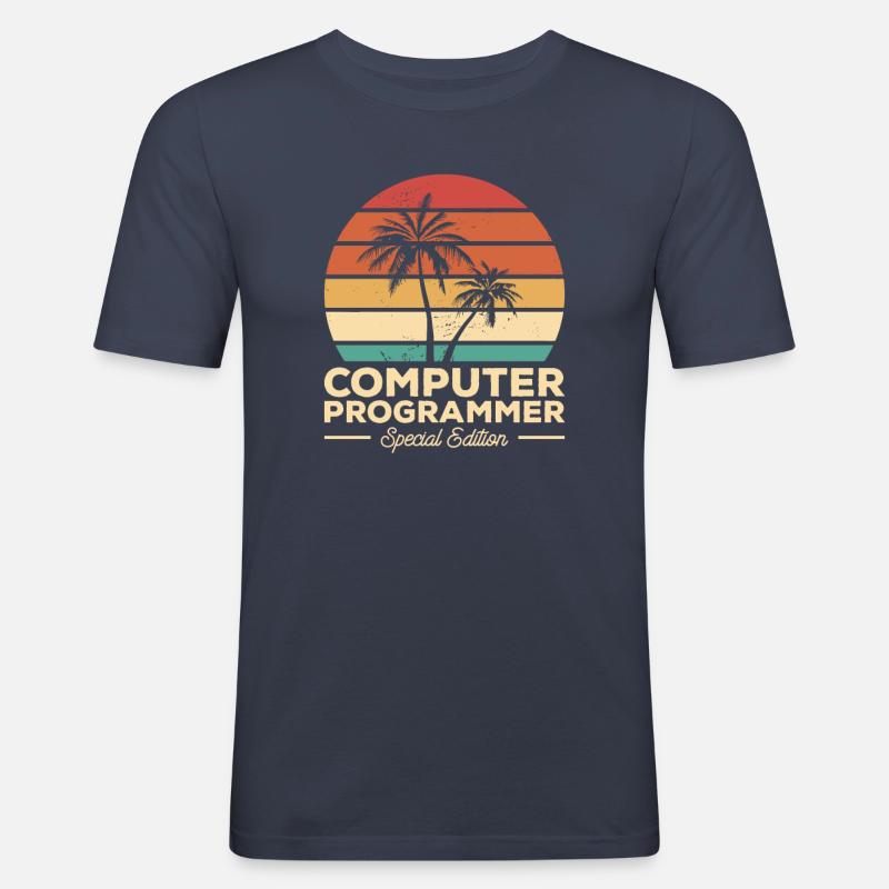 Retro Computerprogrammierer Sonderedition - Männer Slim Fit T-Shirt - Navy