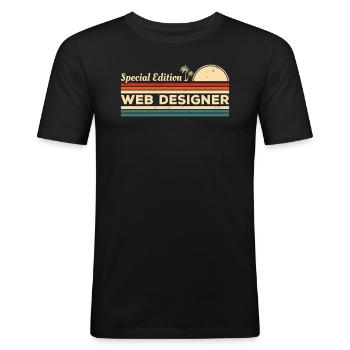 Vintage-Sonderausgabe Webdesigner-Programmierung - Männer Slim Fit T-Shirt - Schwarz - Vorne - Nik (191cm)