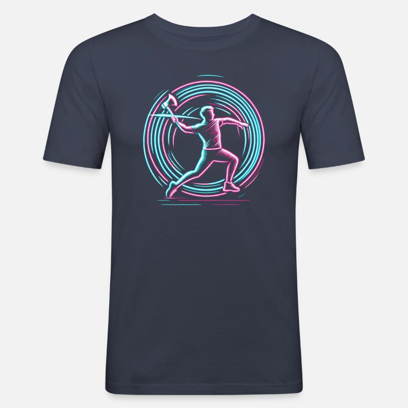 Axt Werfen Beil Werfer Äxte - Männer Slim Fit T-Shirt - Navy