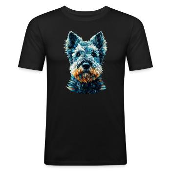 Polygon Art Kerry Blue Terrier Terriers - Männer Slim Fit T-Shirt - Schwarz - Vorne - Nik (191cm)