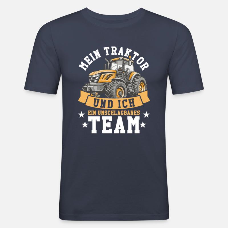 Landwirt Ackerbauer Traktor - Männer Slim Fit T-Shirt - Navy