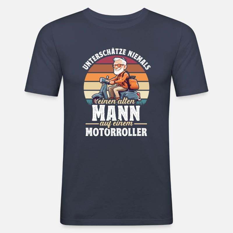 Motorroller Motorroller-Fahrer Rollerfahrer - Männer Slim Fit T-Shirt - Navy