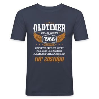 Oldtimer Baujahr 1966 geboren Geburtstag Spruch - Männer Slim Fit T-Shirt - Navy - Vorne - Nik (191cm)