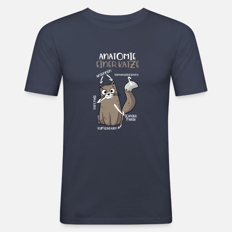 Anatomie einer Katze - Männer Slim Fit T-Shirt - Navy