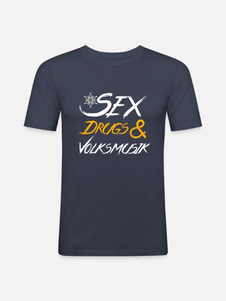 Volksmusik - Männer Slim Fit T-Shirt - Navy